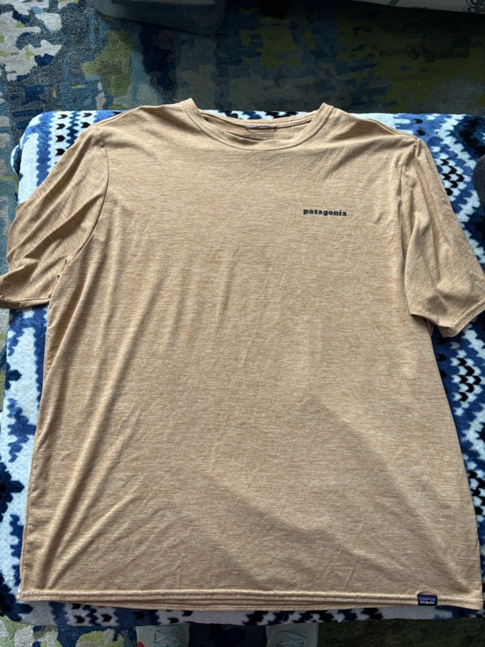 Patagonia Men’s Heather Tan Short-Sleeve Logo Tee